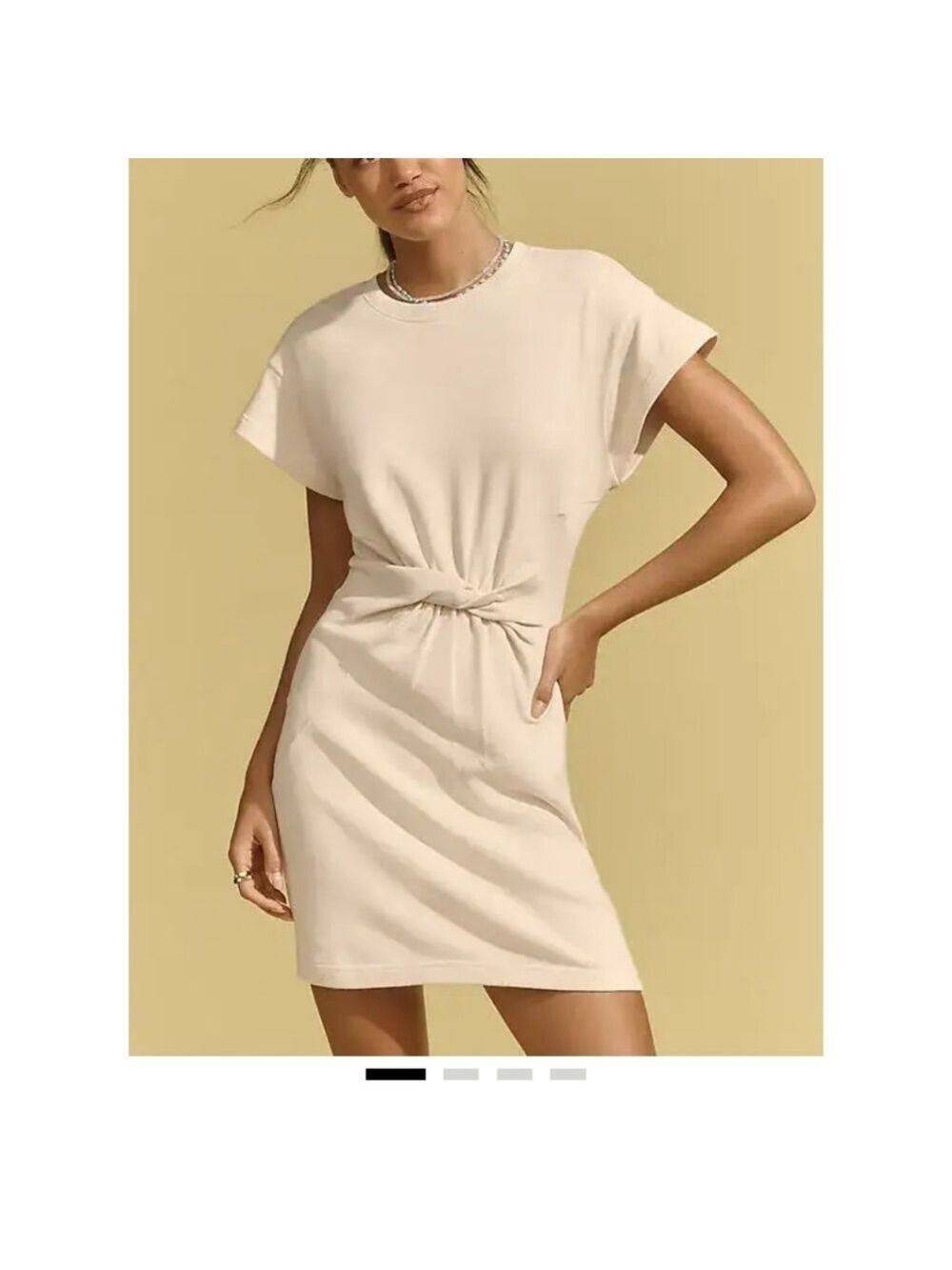 LSPACE x Anthropologie Short Sleeve Knit Mini Dress Sz: Lg NWT Pullover Tapioca - Picture 11 of 11